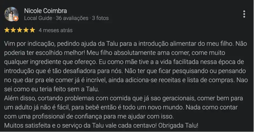 Avaliação de cliente 1